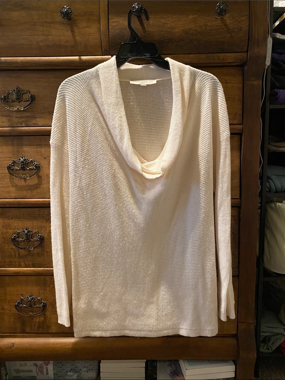 LOFT Ivory Cowl Neck Sweater